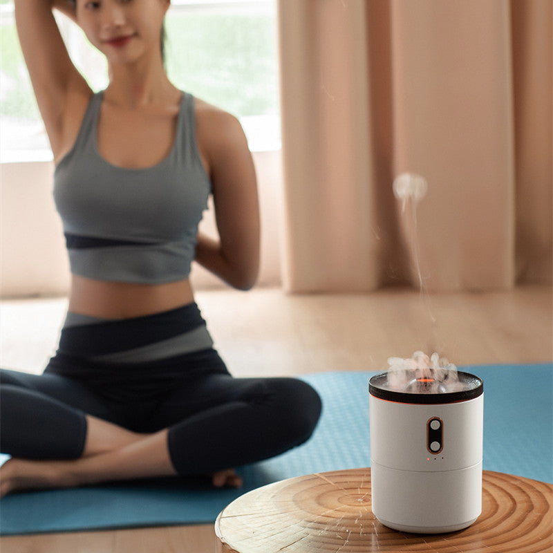 Volcanic flame aroma diffuser on nightstand